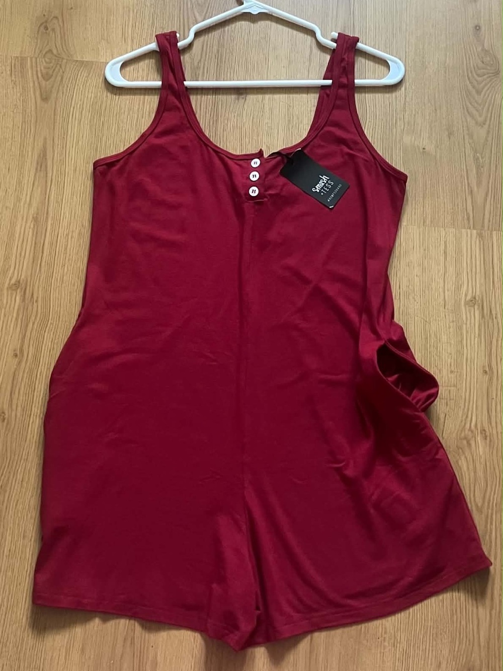 Smash + Tess Crimson Tank Romper with Button Front - Picture 4 of 6